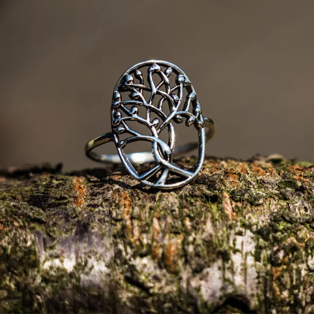 Silver tree of life ring